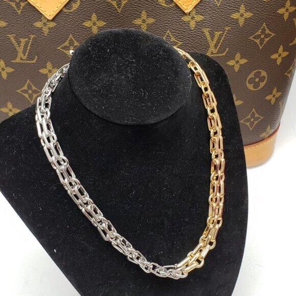 2 Tone Gold and Silver Plated Necklace Chain - Picture 2 of 6